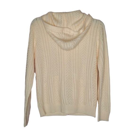 NOS Vintage Cream Hoodie Cardigan Sweater Size S/M - Picture 2 of 6